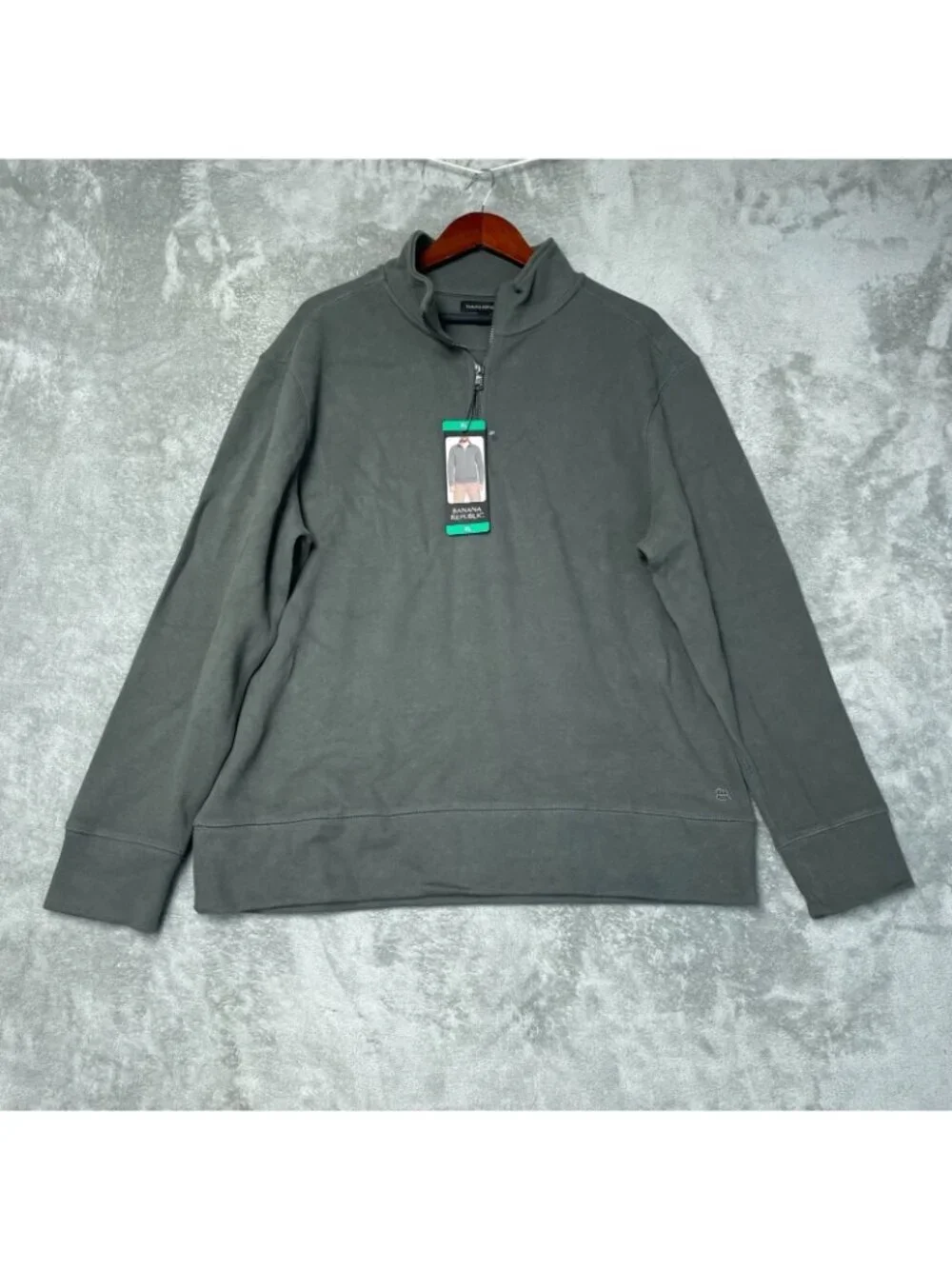 Banana Republic Men's XL Green  1/4-Zip Pullover Sweatshirt Cotton Blend e1434